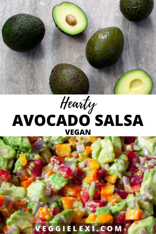 Delicious and hearty avocado salsa is perfect when you're craving a more substantial version of guacamole! Made with avocado, shallot, bell pepper, and tomato, it's sure to win you over. - by Veggie Lexi