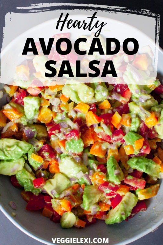 Delicious and hearty avocado salsa is perfect when you're craving a more substantial version of guacamole! Made with avocado, shallot, bell pepper, and tomato, it's sure to win you over. - by Veggie Lexi