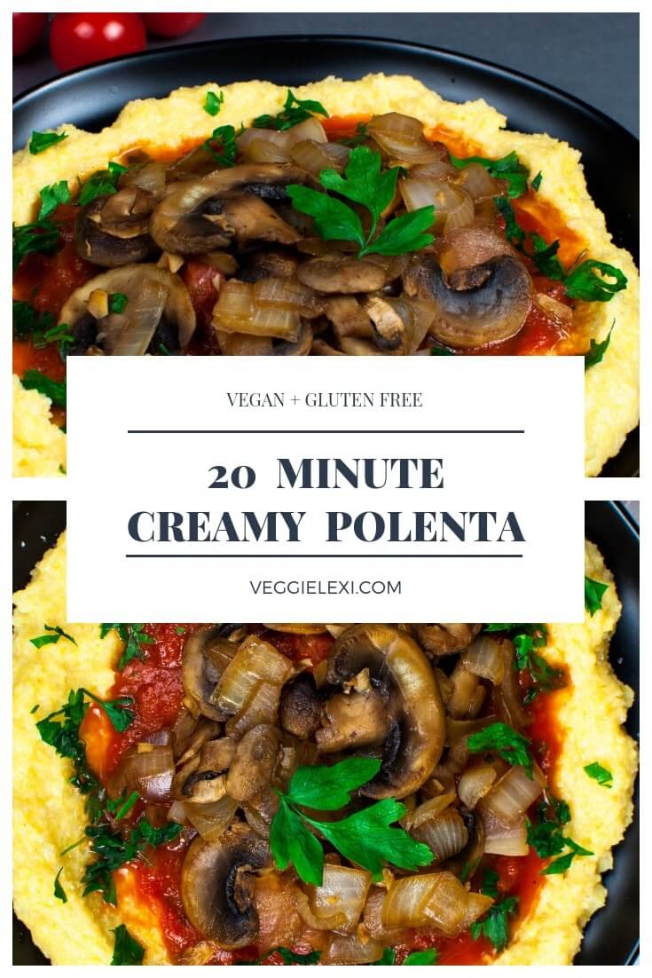 Polenta Mash with Marinara, Mushrooms, Sauteed Onions, and Parsley