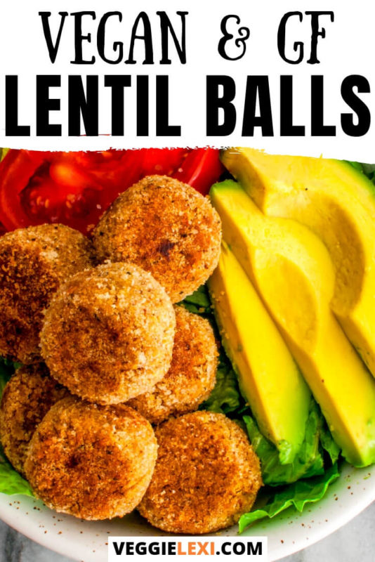 Vegan Lentil Balls make the perfect vegan "meatballs"! They're also gluten free and use only 9 ingredients! #veggielexi #veganrecipes #glutenfreerecipes #veganmeatballs #lentils #lentilrecipes