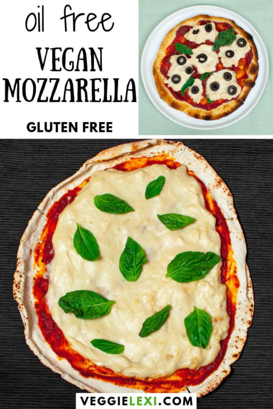 Perfect vegan cheese! This vegan mozzarella is stretchy, melty, and best of all - it's oil free, too! So delicious and satisfying. Perfect to top your pizza with. #veggielexi #vegancheese #veganrecipes #veganpizza #veganfood