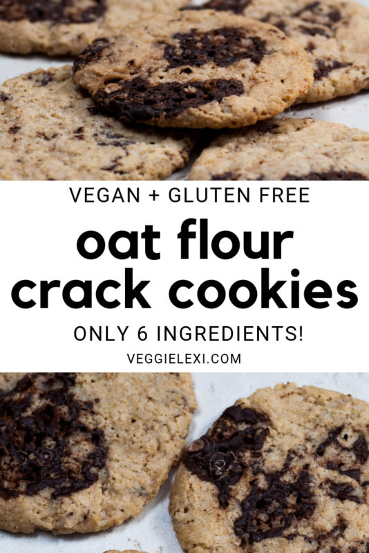 Oat Flour Crack Cookies with Chocolate Chunks and Made with Sweetened Condensed Coconut Milk - Vegan and Gluten Free - by Veggie Lexi