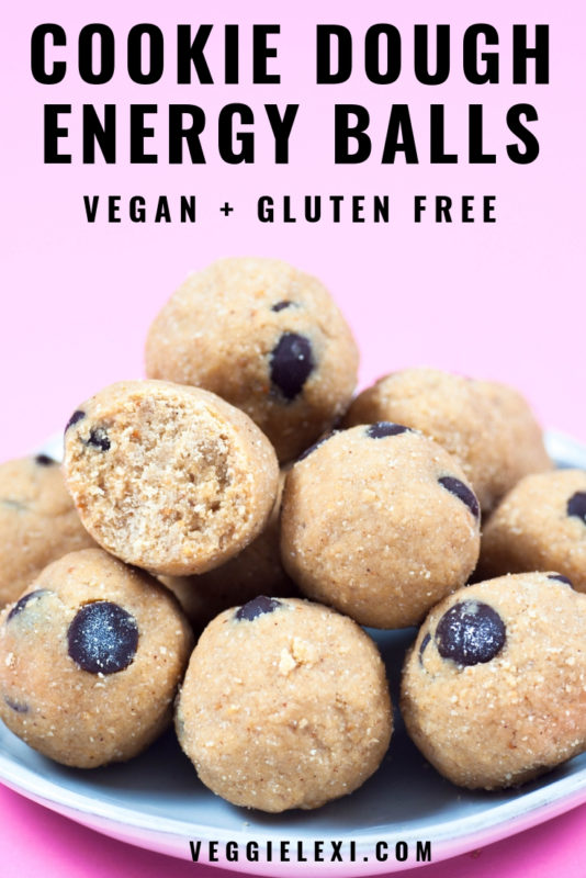 Vegan and Gluten Free Cookie Dough Energy Balls Made with Almond Flour and Coconut Flour - by Veggie Lexi