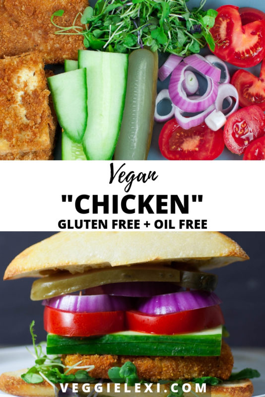Breaded tofu makes the perfect healthy vegan "chicken"! Gluten free and oil free, too. Use on a sandwich, or as vegan "chicken" tenders. - by Veggie Lexi