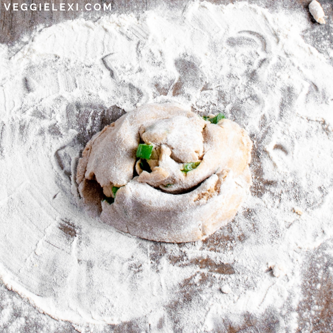 Healthy and delicious scallion pancakes that are made with oat flour. Vegan, gluten free, and oil free! #veggielexi #veganrecipes #glutenfreerecipes - by Veggie Lexi