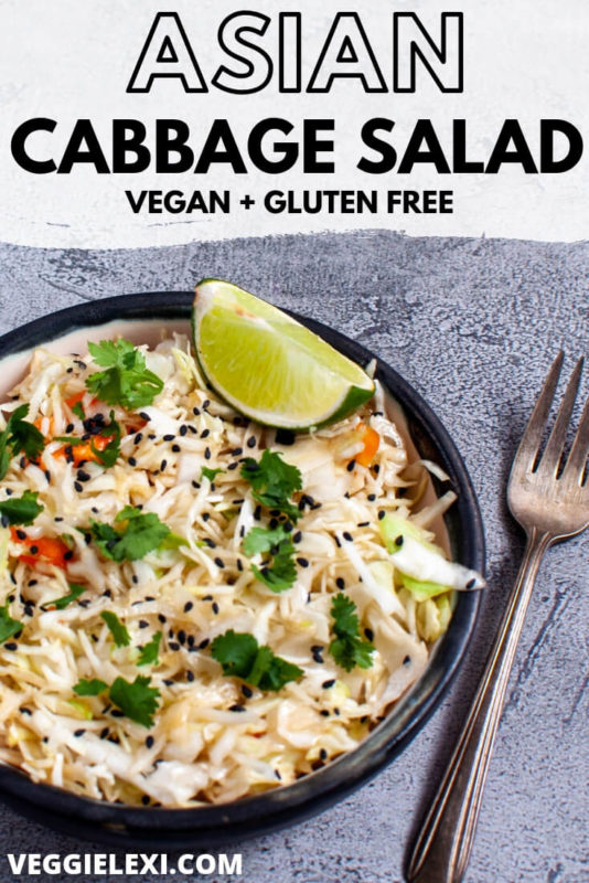 Easy Asian Sesame Cabbage Salad with Cilantro and Lime - by Veggie Lexi