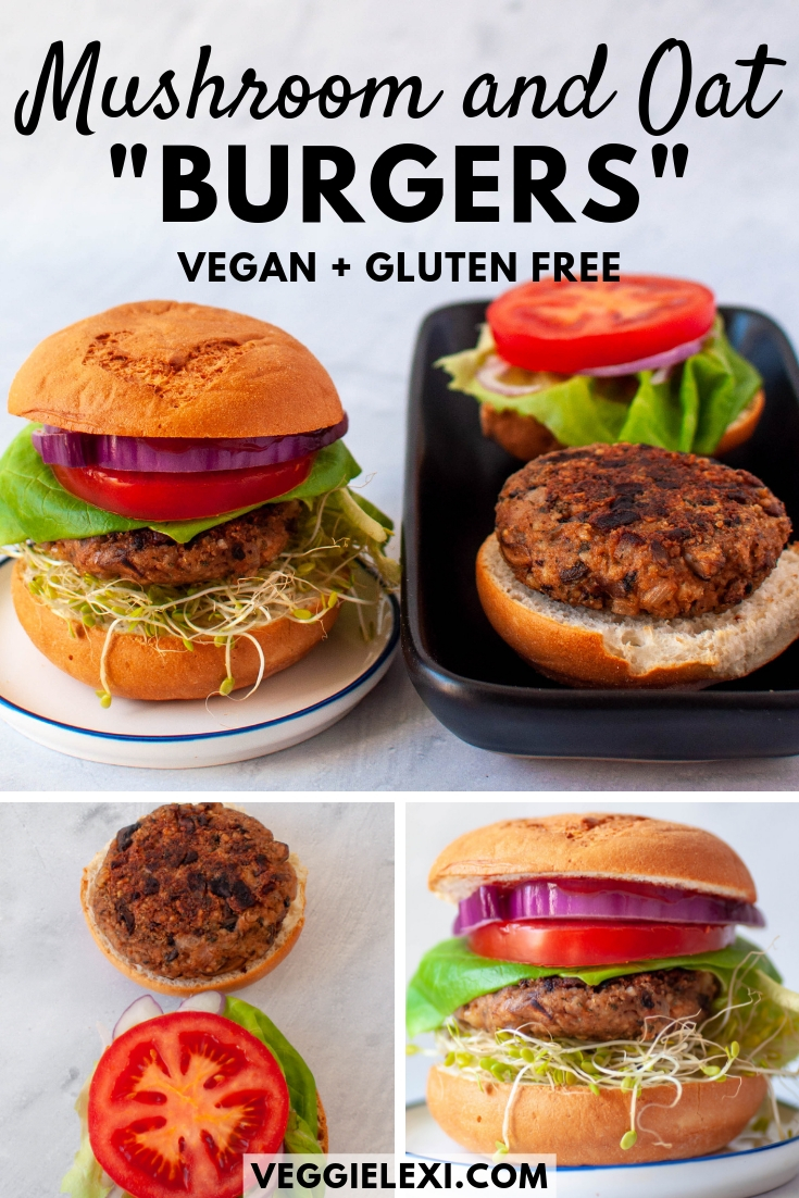 Mushroom and Oat Veggie Burgers, Vegan and Gluten Free