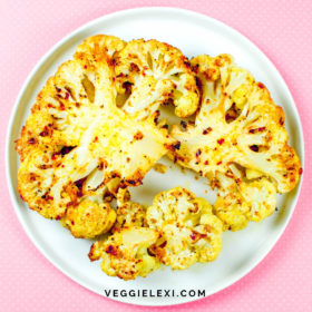 Roasted Lemon Pepper Cauliflower Steaks, Vegan, Gluten Free, Low Carb