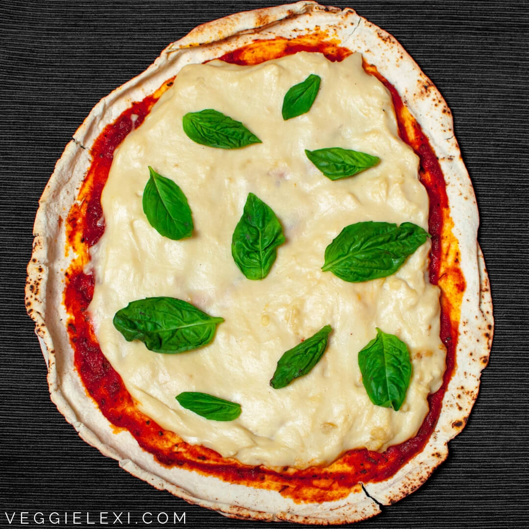 Vegan Pizza with Easy Oil Free Cashew Mozzarella and Basil