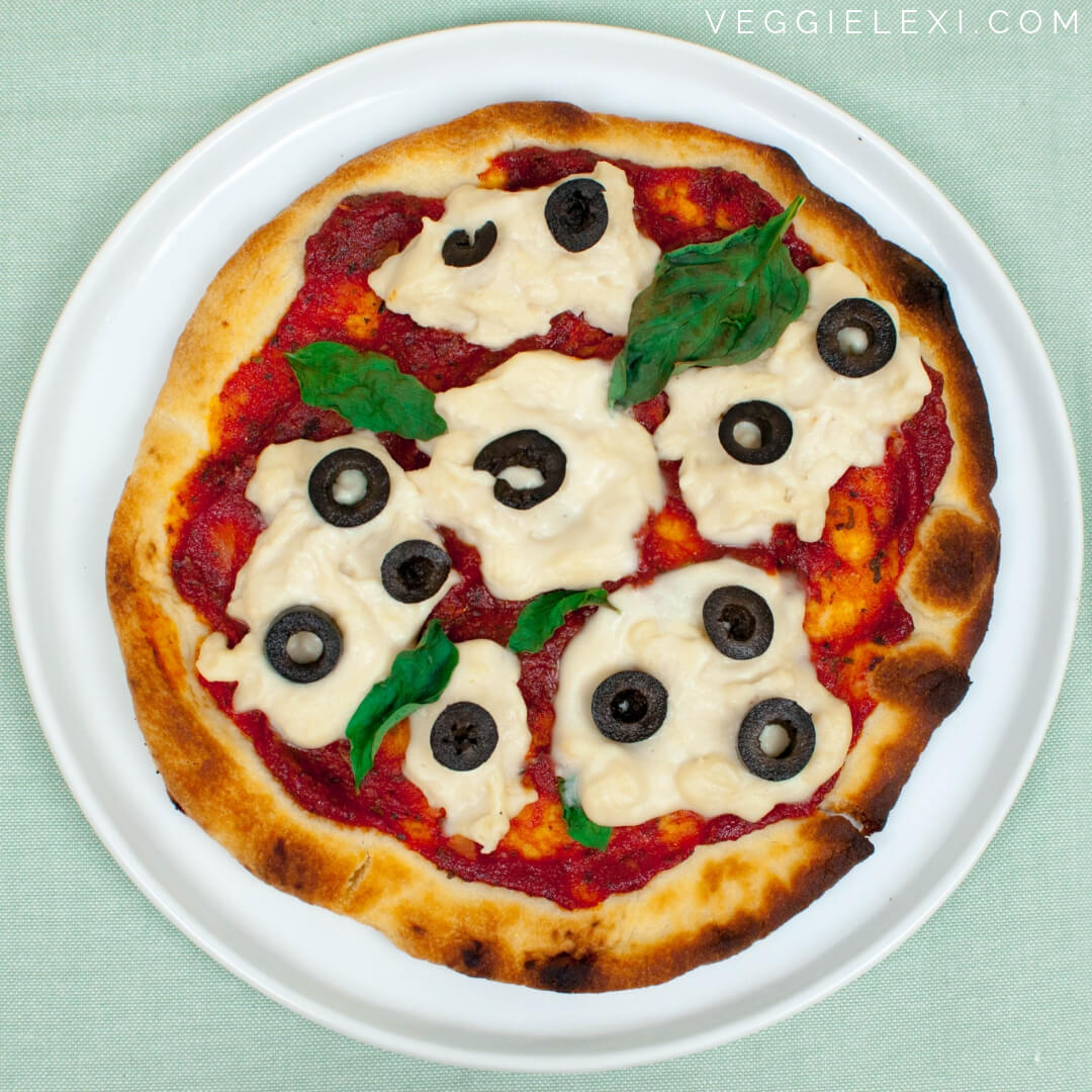 Vegan Pizza with Easy Oil Free Cashew Mozzarella and Olives