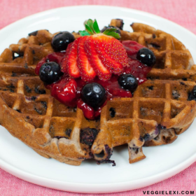 Strawberry Lemon Sauce with Gluten Free, Oil Free, and Vegan Waffles