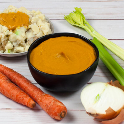 Vegan, SOS (Salt Oil Sugar) Free, Gluten Free Carrot Gravy.
