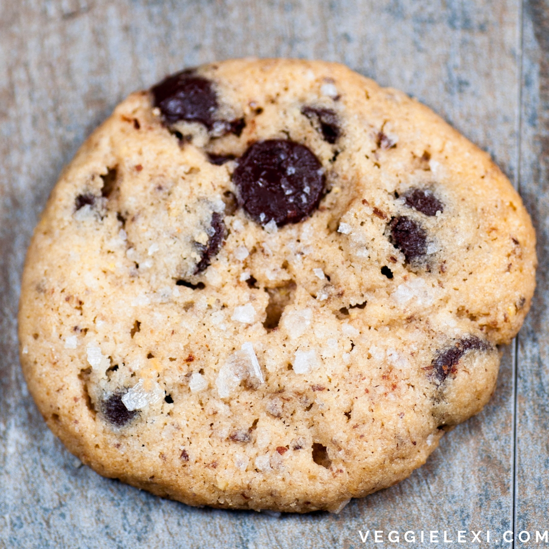 Salted Tahini Chocolate Chip Cookies that are Gluten Free and Vegan - by Veggie Lexi