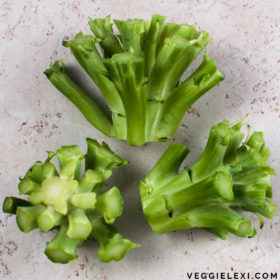 This delicious salad is the perfect way to use up leftover broccoli stems! No need to throw them away when they make a wonderful salad. - by Veggie Lexi