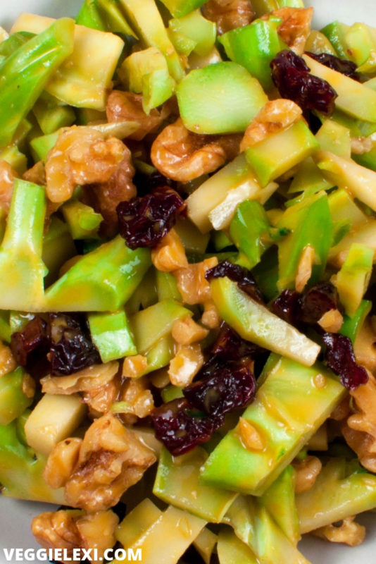 This delicious salad is the perfect way to use up leftover broccoli stems! No need to throw them away when they make a wonderful salad. - by Veggie Lexi