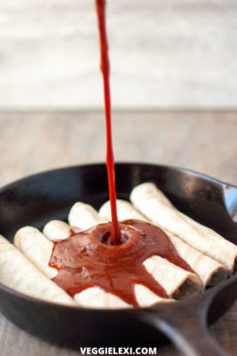 Whip up this easy, delicious, and healthy enchilada sauce to make an epic dinner! Packed with flavor, easy, and oh so healthy. #veggielexi #veganrecipes #glutenfreerecipes #enchiladas #enchiladasauce