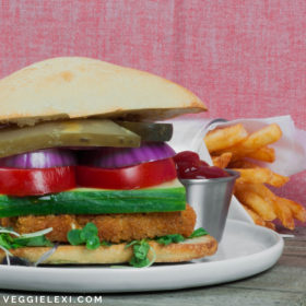 Breaded tofu makes the perfect healthy vegan "chicken"! Gluten free and oil free, too. Use on a sandwich, or as vegan "chicken" tenders. - by Veggie Lexi