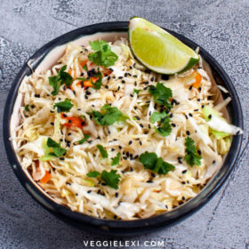 Easy Asian Sesame Cabbage Salad with Cilantro and Lime - by Veggie Lexi