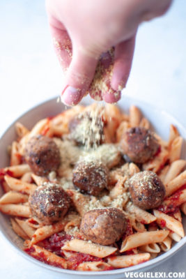 Easy and delicious nut free Vegan Parmesan! Allergen friendly, gluten free, and absolutely perfect for sprinkling on everything! #veggielexi #vegancheese #veganrecipes #nutfreerecipes - by Veggie Lexi